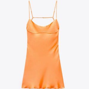 Zara NWT Satin Dress with Cut-Out Detail